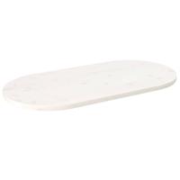 Tafelblad ovaal 110x55x2,5 cm massief grenenhout wit - thumbnail
