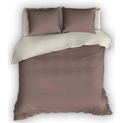 Flanellen Dekbedovertrek Comtesse Taupe/Ivoor-140 x 200/220 cm