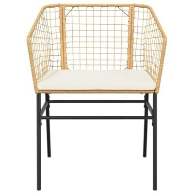 3-delige Tuinset met kussens poly rattan glas bruin