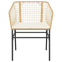 3-delige Tuinset met kussens poly rattan glas bruin - thumbnail