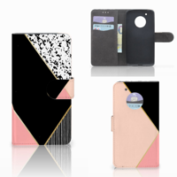 Motorola Moto G5 Plus Book Case Zwart Roze Vormen - thumbnail