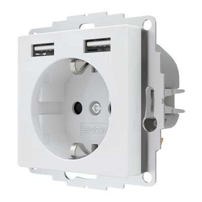 2USB 2U-449276 Stopcontact (onderbouw) VDE, Met USB, Aanraakbeveiliging IP20 Zuiver wit, Glanseffect - thumbnail
