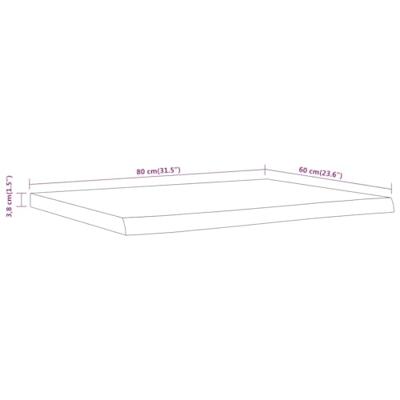 Wastafelblad rechthoekig 80x60x3,8 massief acaciahout