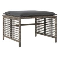 4-delige Loungeset met kussens poly rattan en glas grijs - thumbnail