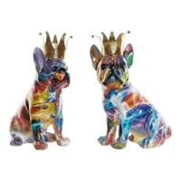 Decoratieve figuren DKD Home Decor 18,5 x 11,5 x 23,5 cm Multicolour Hond (2 Stuks) - thumbnail
