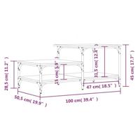 Salontafel 100x50,5x45 cm bewerkt hout gerookt eikenkleurig - thumbnail