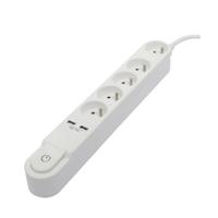 CHACON Stekkerdoos 5 uitgangen 16 A met schakelaar, 2 USB-poorten en kabel 3 m HO5VV-F 3x1,5 mm² zwart - thumbnail