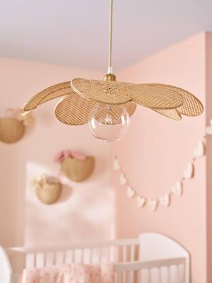 Lampenkap voor hanglamp met bloem van gevlochten bamboe beige Lampenkap voor hanglamp met bloem van gevlochten bamboe beige