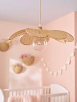 Lampenkap voor hanglamp met bloem van gevlochten bamboe beige - thumbnail