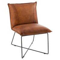 J-Line Fauteuil 'Vincenza' Leder, kleur Cognac - thumbnail