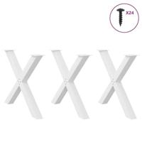Eettafelpoten 3 st X-vormig 90x(72-73) cm staal wit - thumbnail