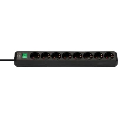 Brennenstuhl Eco-Line stekkerdoos met schakelaar 8-voudig zwart 3m H05VV-F 3G1,5 - 1159300018
