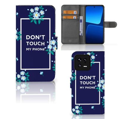 Xiaomi 13 Portemonnee Hoesje Flowers Blue DTMP Xiaomi 13 Portemonnee Hoesje Flowers Blue DTMP
