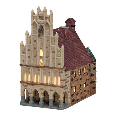 Wurm Lichthaus Rathaus Münster van porselein, bruin/rood (B/H/D) 17x14x15cm.