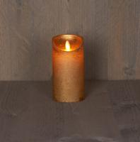 Anna&apos;s Collection LED kaars flame effect rustiek 7.5x15cm goud 1 stuks - thumbnail