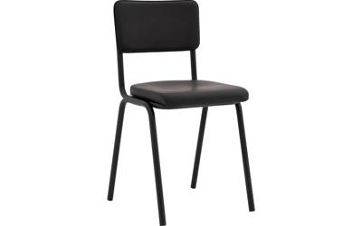 Goossens Eetkamerstoel Chaplin donkergrijs leer leuning, urban industrieel Goossens Eetkamerstoel Chaplin donkergrijs leer leuning, urban industrieel