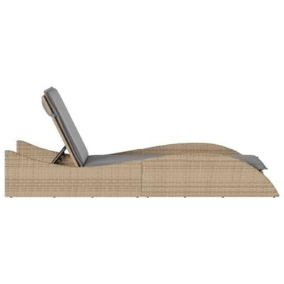 Ligbed met kussen 60x205x73 cm poly rattan beige - thumbnail