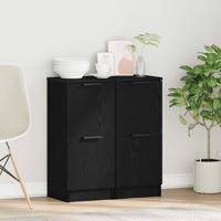 Dressoir 2 pcs Zwart eiken 30 x 30 x 70 cm Bewerkt hout - thumbnail