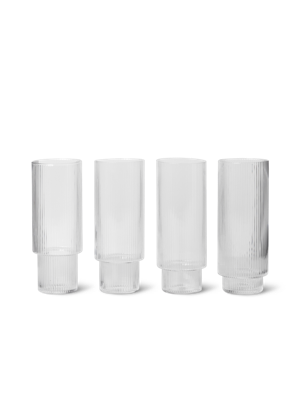 Ferm Living Ripple Longdrinkglazen, set van 4 stuks - Transparant