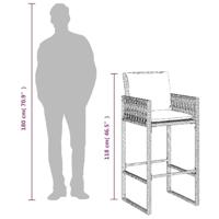 Tuinbarkrukken met kussens 2 st poly rattan grijs - thumbnail