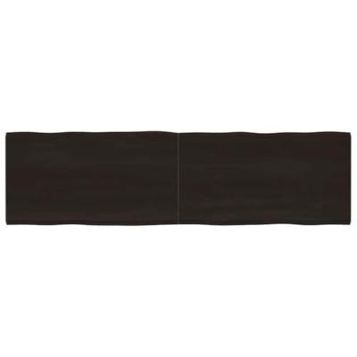 Tafelblad natuurlijke rand 220x60x(2-6)cm eikenhout donkerbruin
