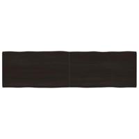 Tafelblad natuurlijke rand 220x60x(2-6)cm eikenhout donkerbruin - thumbnail