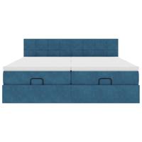 Ottoman bed met matrassen 160x200cm fluweel donkerblauw - thumbnail