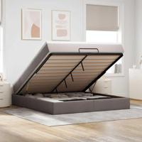 Ottoman bed met matras 180x200cm stof taupe - thumbnail