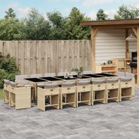 17-delige Tuinset met kussens poly rattan gemengd beige - thumbnail