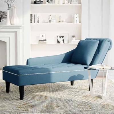 Chaise longue met kussen en rechterarmleuning fluweel blauw