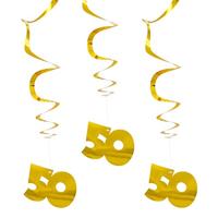 50 Jaar Hangdecoratie Goud Set - 3 Stuks - thumbnail