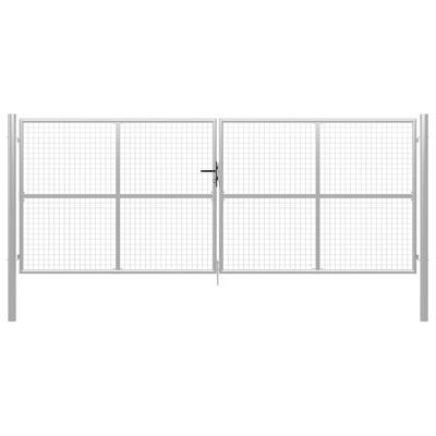 Tuinpoort gegalvaniseerd staal 400x150 cm zilver