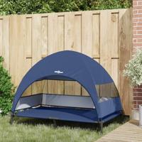 VidaXL Verhoogd hondenbed marineblauw 127 x 81 x 108 cm stof en staal - thumbnail