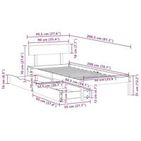 Bedframe zonder matras massief grenenhout wit 90x200 cm - thumbnail