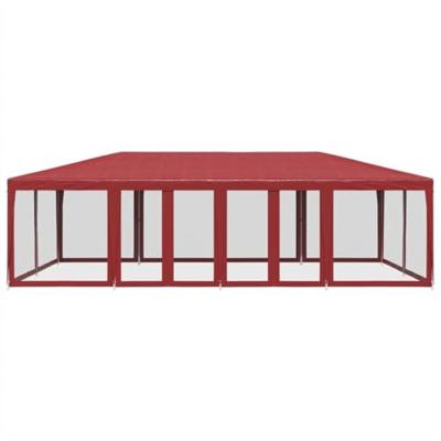 VidaXL Partytent met 12 mesh zijwanden 8x4 m hdpe rood