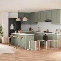 Hondenhek inklapbaar met deur 9 panelen 450 cm populierenhout - thumbnail