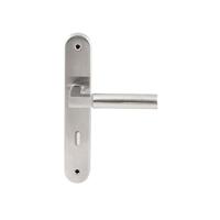 Hardbrass Deurkruk Ottawa op ovaal langschild sleutelgat 72mm - RVS - thumbnail