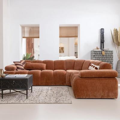 WOOOD Hoekbank 'Mojo' Rechts, Geweven Rib, kleur Roestbruin