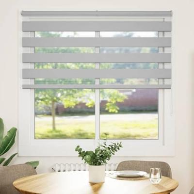 VidaXL Zebra rolgordijn 140x100 cm stofbreedte 135,9 cm lichtgrijs