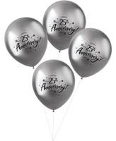Ballonnen Metallic Zilver '25th Anniversary' (4 st) - thumbnail