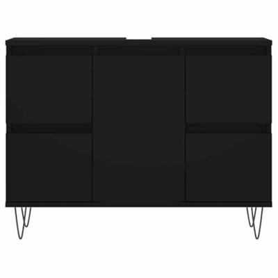 Badkamerkast 80x33x60 cm bewerkt hout zwart