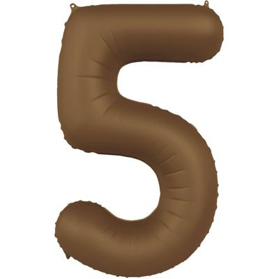 Folieballon Cijfer 5 Bruin Mat (86cm)