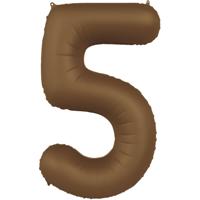 Folieballon Cijfer 5 Bruin Mat (86cm) - thumbnail