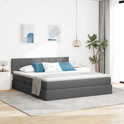 Opbergbed met matras Donkergrijs 160 x 200 cm Bewerkt hout