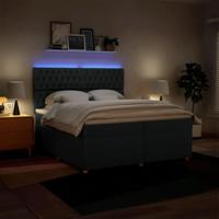 Boxspring met matras stof blauw 200x200 cm - thumbnail