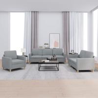 3-delige Loungeset met kussens stof lichtgrijs - thumbnail