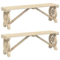 Tuinbanken 2 st massief vurenhout - thumbnail