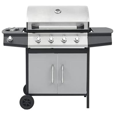 VidaXL Gasbarbecue 4+1 kookzone staal en roestvrij staal zwart zilver