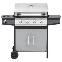 Gasbarbecue 4+1 kookzone zwart en zilverkleurig - thumbnail