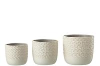 J-Line bloempot Bol - keramiek - wit - small - 2 stuks - Ø 12 cm - thumbnail